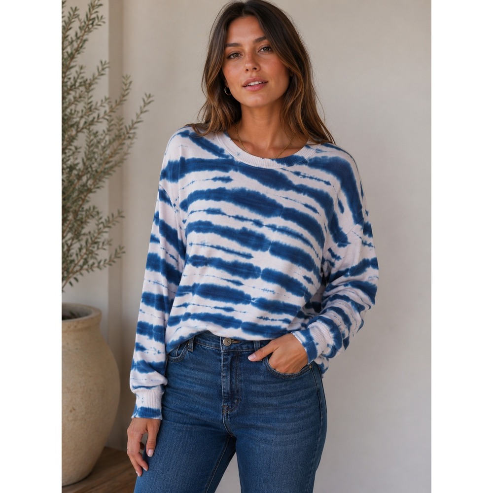 Rails Blue White Tie Dye Sweatshirt‎ XXL Pullover Crewneck Relaxed Coastal Boho